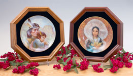 Collector Wall Plate Frame:  Octagonal  One-Plate Wood & Glass  Dark Oak Wood  Collectible Plate Display Frame
