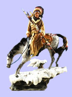Winter scene with man & horse  - Native Tribal Art Figurine