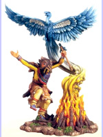 Hopi Medicine Man with Spirit Condor  - Native Tribal Art Figurine