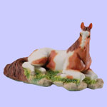 Brown & White Painted Pony Horse Figurine