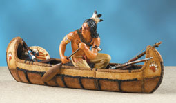 Mowhawk Warrior in Canoe - Native American Indian