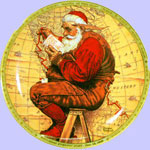 Santa At The Map  -  Norman Rockwell Plate