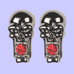 Black Skull w/ Ruby Earring Costume Jewelry