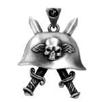 Dbl Dagger Helmet Pendant Costume Jewelry