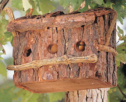 Natural Bark 3-Hole Birdhouse