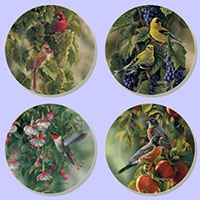 Garden Bounty Songbird Series Set of 4 Mini Plates By Rosemary Milette Wild Wings