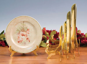 Plate Stands:  Solid Brass Hinged Plate Stand