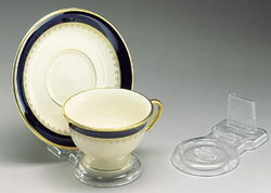 Cup and Saucer:  Clear Plastic Cup and Saucer Stands