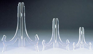 Plate Stands:  Clear Acrylic  Hinged Plate Stands