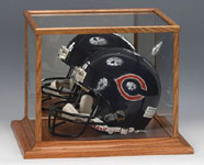 Wood Trim Football Helmet Display Case With Lucite Stand