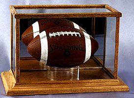 Rectangular Football Glass and Wood Display Case