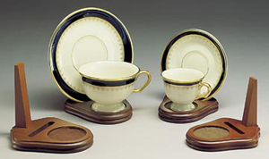 Cups and Saucers:  Wooden  Cup, Saucer, and Plate Display Stand