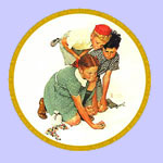 Marble Players  -  Norman Rockwell Plate