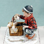 Winter - A Boy Meets His Dog - Norman Rockwell Four Seasons Miniature Figurine