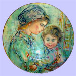 Edna Hibel - First Hibel Mother's Day Plate 1973 - Colette and Child - Royal Doulton
