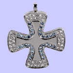 Stone Crusted Cross Pendant Costume Jewelry
