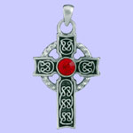 Ruby Celtic Cross Pendant Costume Jewelry