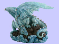 Blue Water Dragon On Rock